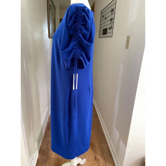 NWT Shelby & Palmer Royal Blue Ruched Sleeve Dress - Picture 2 of 6
